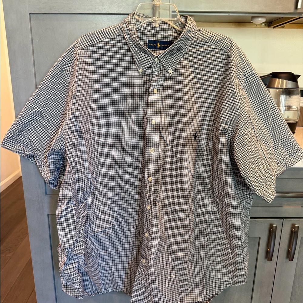 Ralph Lauren Men's Black and White Checkered Shirt